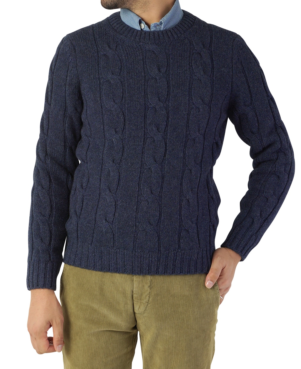 ケーブルクルーネックセーター(M ブルー系): メンズ | メーカーズシャツ鎌倉 公式通販 | 日本製ワイシャツ ネクタイ ブラウス