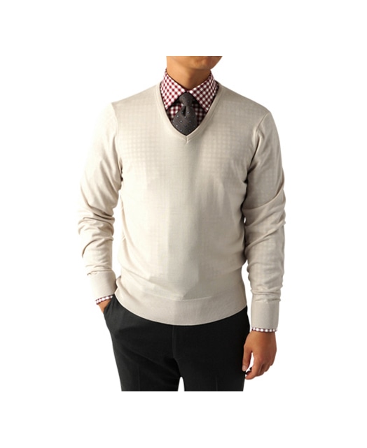 v neck sweater and dress shirt